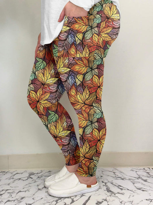 Mosaic Leaf Leggings w/ Pockets