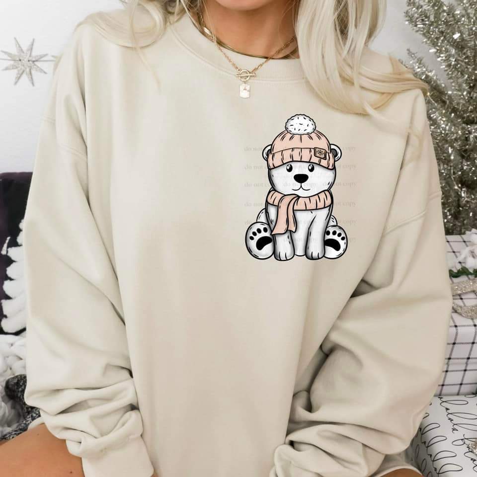 PEACH POLAR BEAR SWEATSHIRT