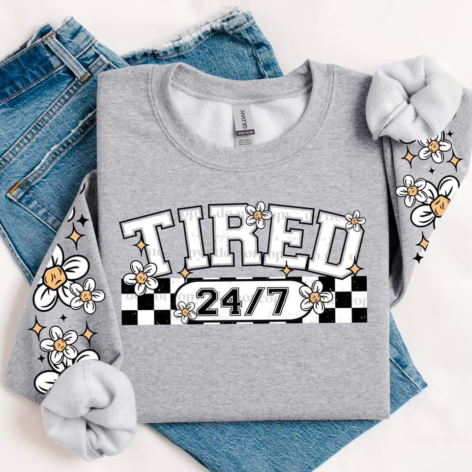 TIRED 24/7 SWEATSHIRT W/ SLEEVE PRINT