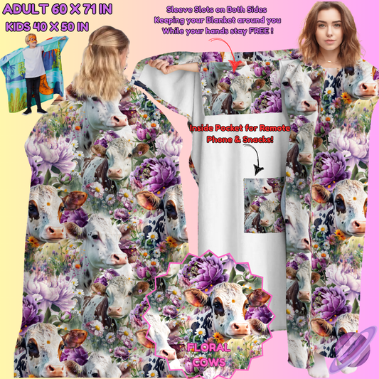 WEARABLE THROW RUN-FLORAL COWS-PREORDER CLOSING 8/31