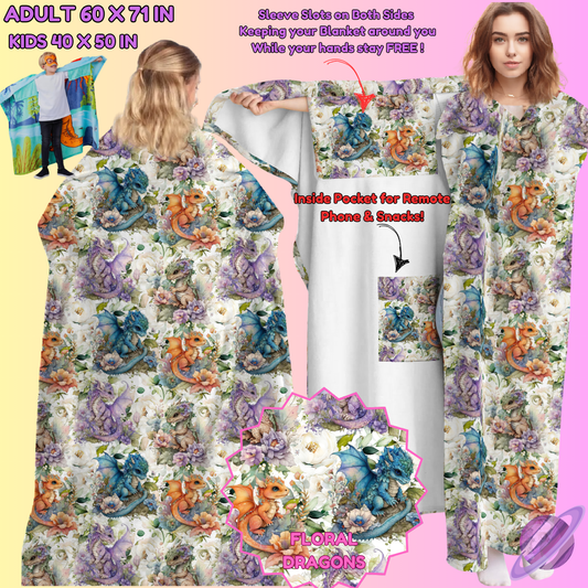 WEARABLE THROW RUN-FLORAL DRAGONS-PREORDER CLOSING 8/31
