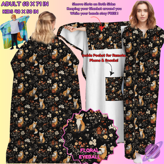 WEARABLE THROW RUN-FLORAL FOXES-PREORDER CLOSING 8/31