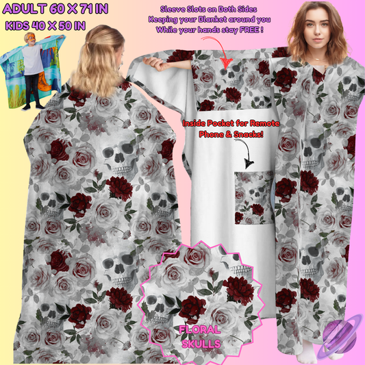 WEARABLE THROW RUN-FLORAL SKULLS-PREORDER CLOSING 8/31