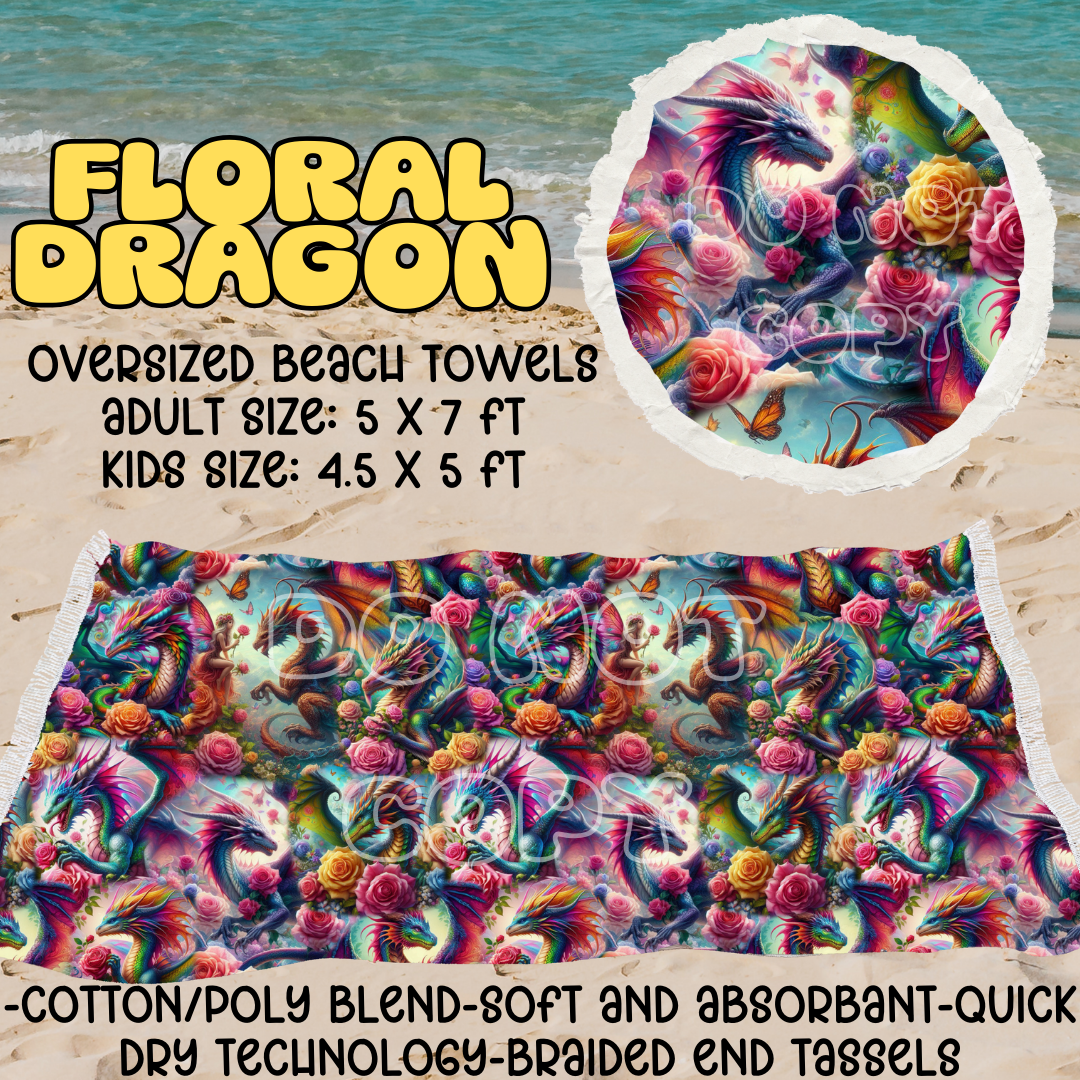 FLORAL DRAGON - OVERSIZED BEACH TOWEL RUN 5 - PREORDER CLOSING 3/23