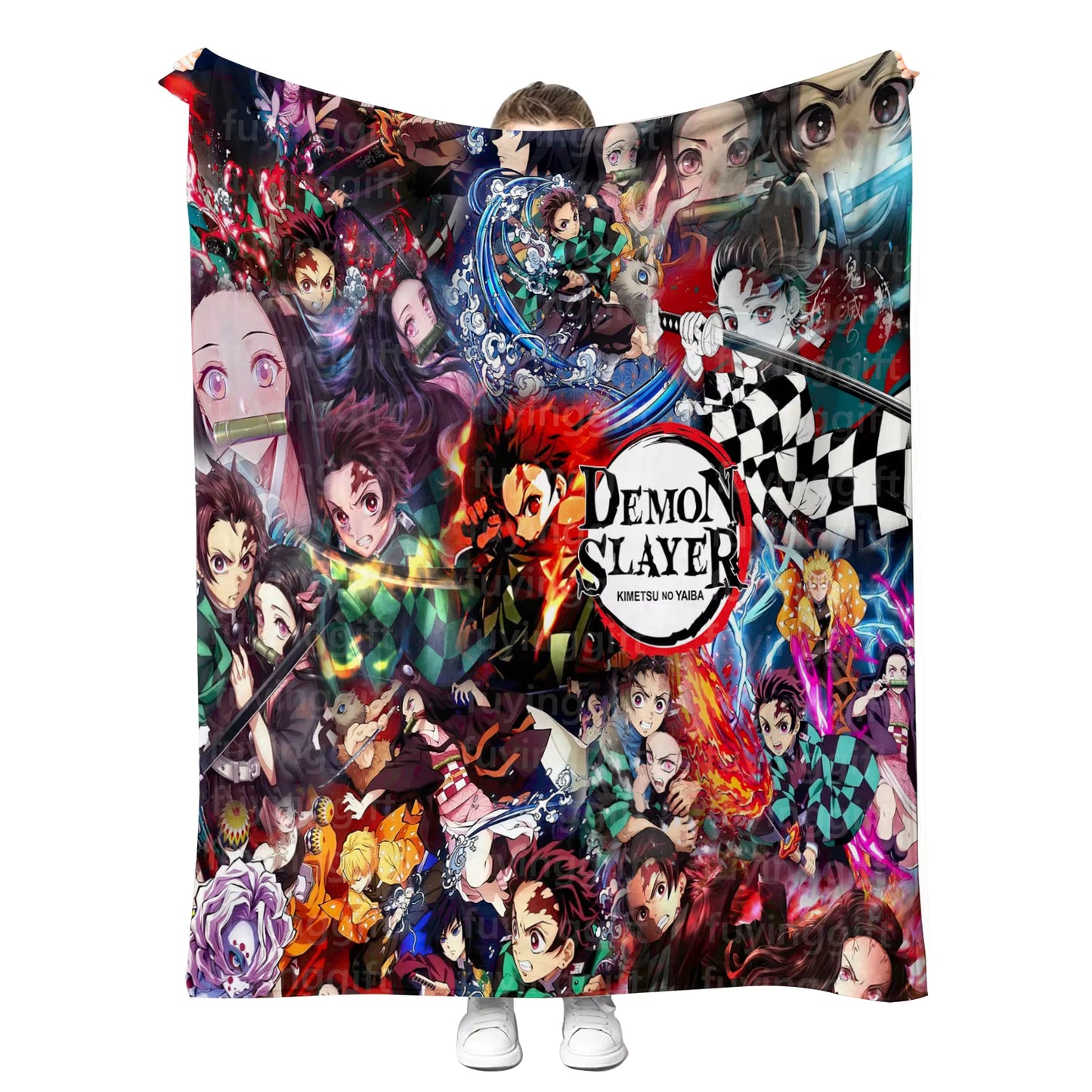 Anime Throw Blanket | Demon Killer Style Cozy Fleece Throw
