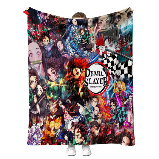 Anime Throw Blanket | Demon Killer Style Cozy Fleece Throw