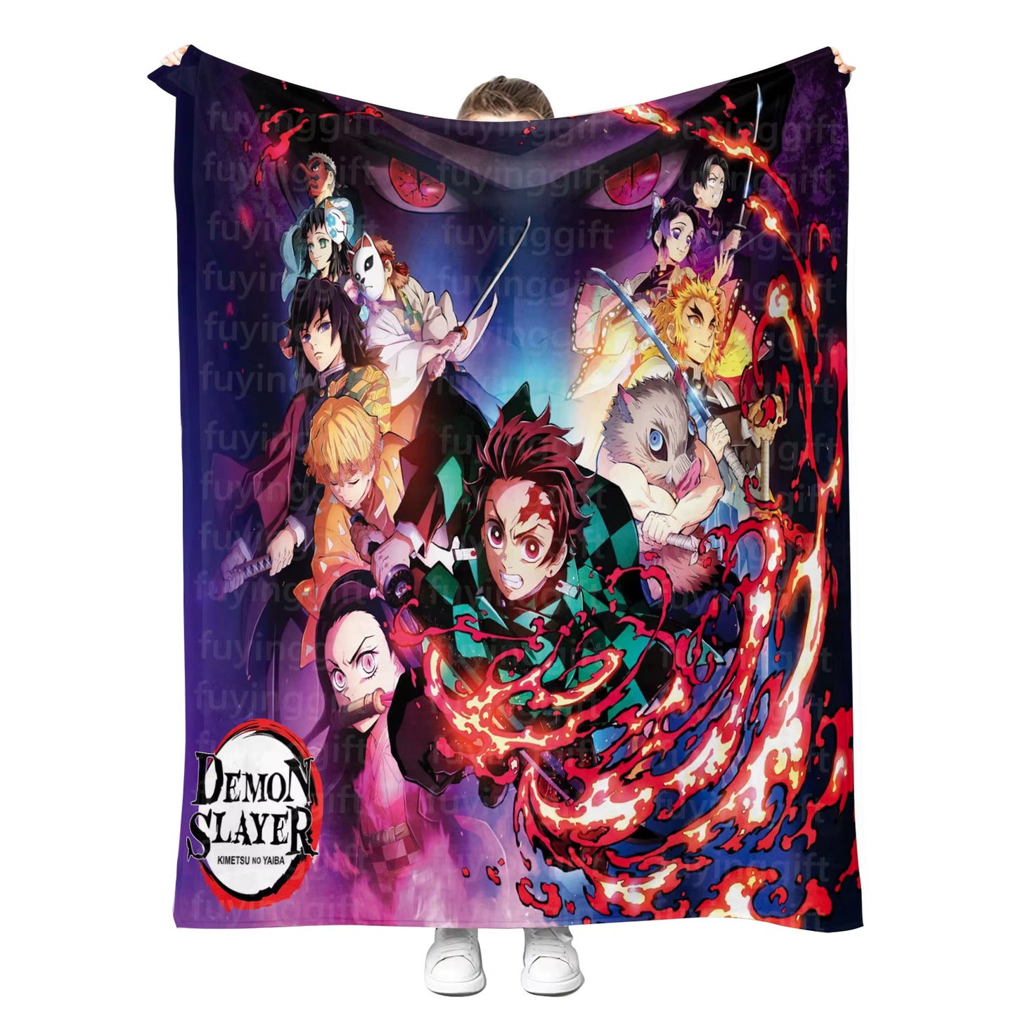 Anime Throw Blanket | Demon Killer Style Cozy Fleece Throw