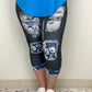 Blue Pansy Denim Capri w/ Pockets