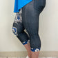 Blue Pansy Denim Capri w/ Pockets