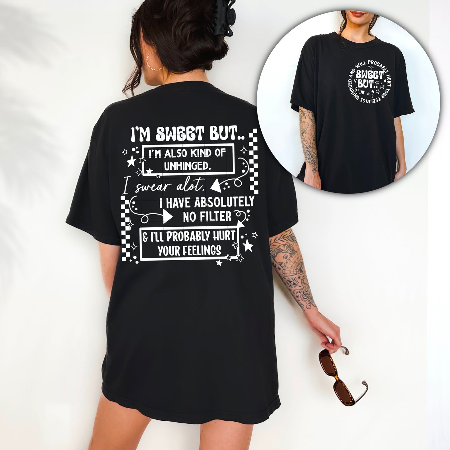 SWEET BUT- POCKET PRINT DOUBLE SIDED TEE