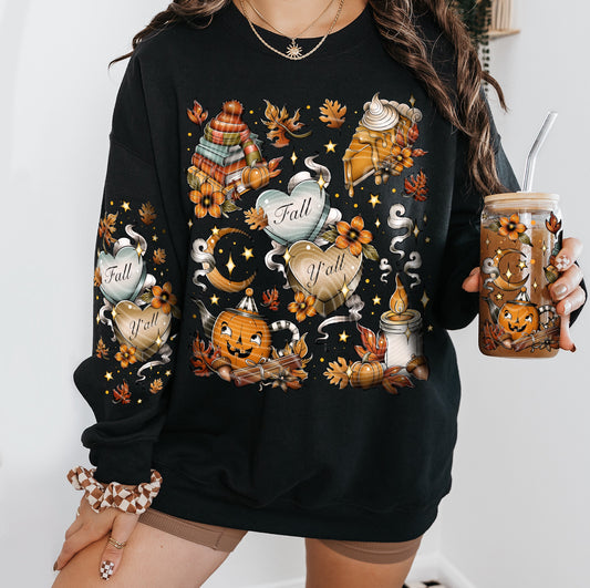 FALL YALL SWEATSHIRT W/ SLEEVE PRINT