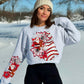 RED NOSE REINDEER SANTA SWEATSHIRT W/ SLEEVE PRINT