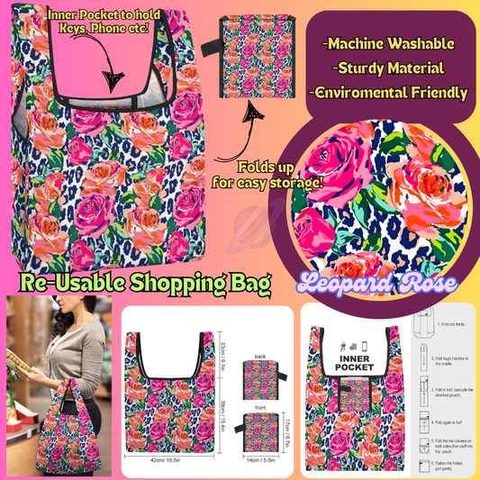 LEOPARD ROSE-SHOPPING BAGS 2-PREORDER CLOSING 6/27