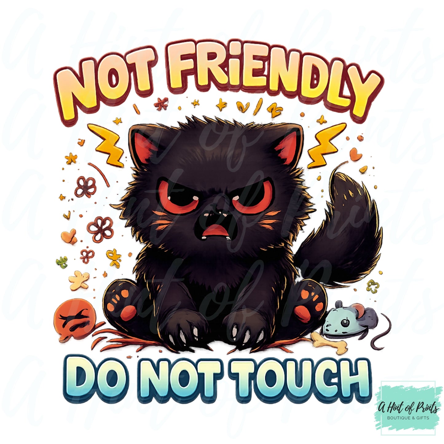 Not Friendly Do Not Touch – Grumpy Black Cat Graphic Tee, Hoodie & Crewneck