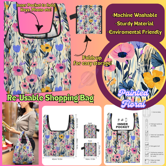 PAINTED FLORAL-SHOPPING BAGS 2-PREORDER CLOSING 6/27