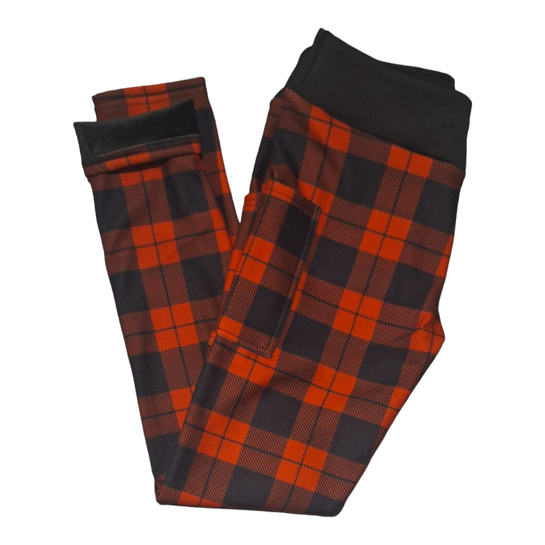 Buffalo Plaid Fleece Lined Leggings with side pockets