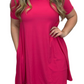 Flattering A-line Dress with pockets - Hot Pink