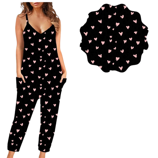 LEOPARD HEARTS CAPRI ROMPER