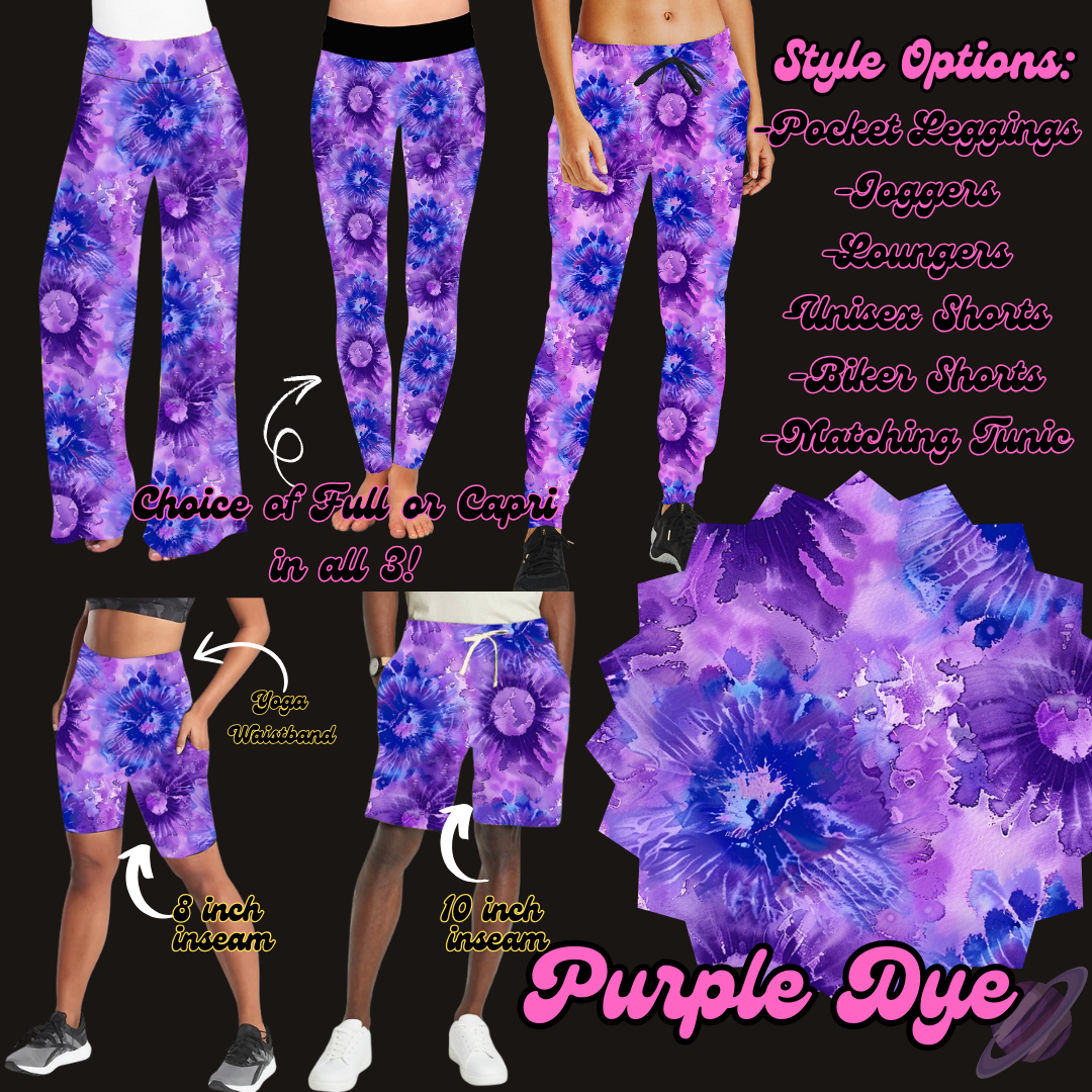 PURPLE DYE - LEGGING/JOGGER/LOUNGER/SHORTS - PRETTY RUN PREORDER CLOSING 3/21