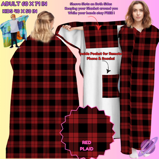 WEARABLE THROW RUN-RED PLAID-PREORDER CLOSING 8/31