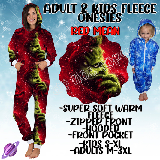 RED MEAN - ADULT & KIDS FLEECE ONESIES CLOSING 9/28