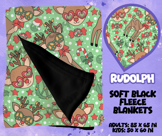 RUDOLPH - SOFT BLACK FLEECE THROWS RUN 12-PREORDER CLOSING 9/22