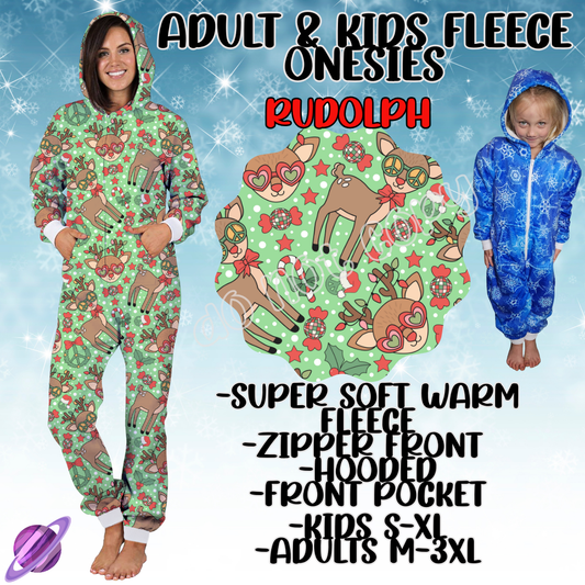 RUDOLPH - ADULT & KIDS FLEECE ONESIES CLOSING 9/28
