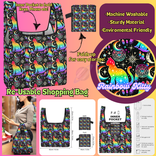 RAINBOW KITTY-SHOPPING BAGS 2-PREORDER CLOSING 6/27