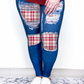 Red Plaid Denim Leggings w/ Back Pockets