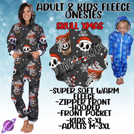 SKULL XMAS - ADULT & KIDS FLEECE ONESIES CLOSING 9/28