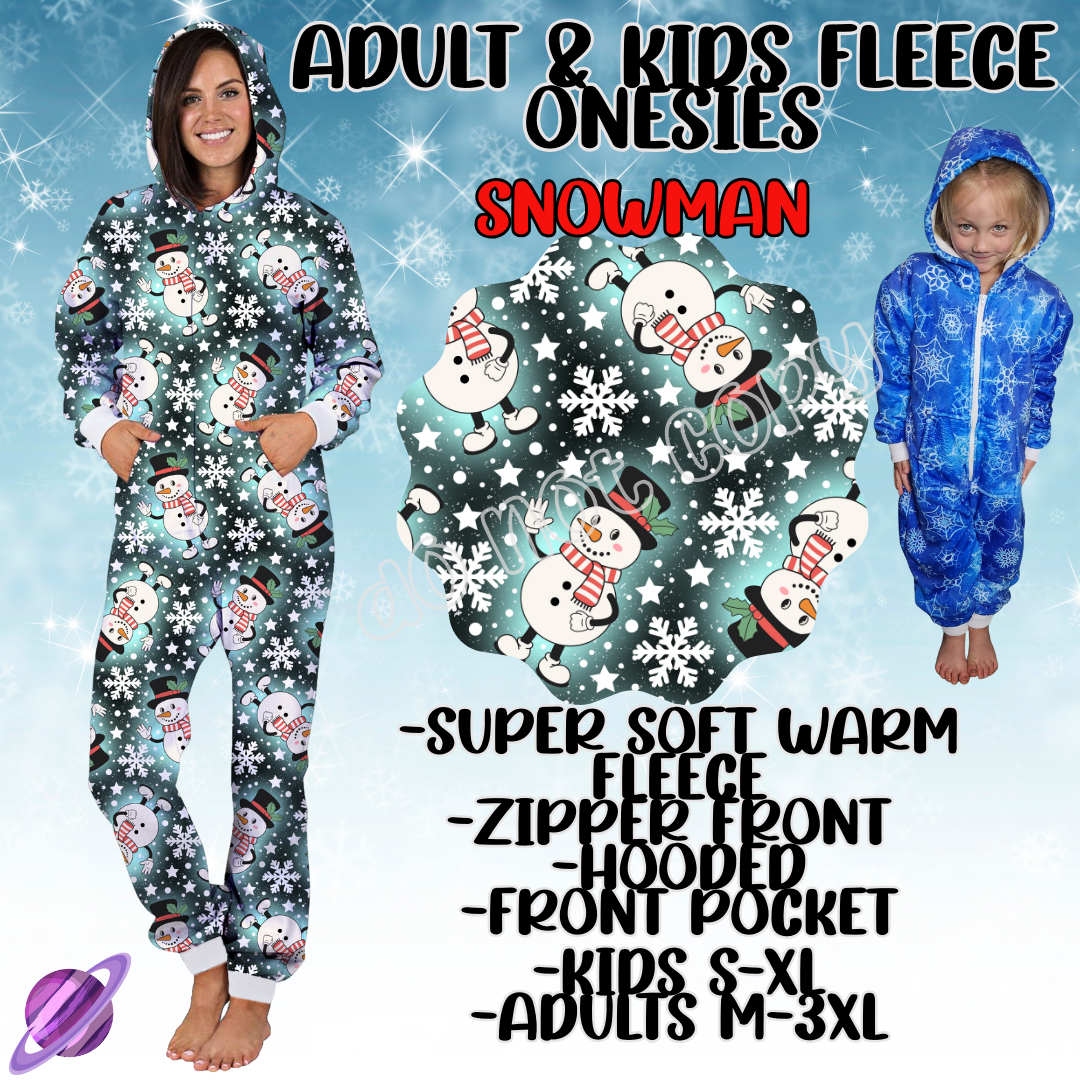 SNOWMAN - ADULT & KIDS FLEECE ONESIES CLOSING 9/28