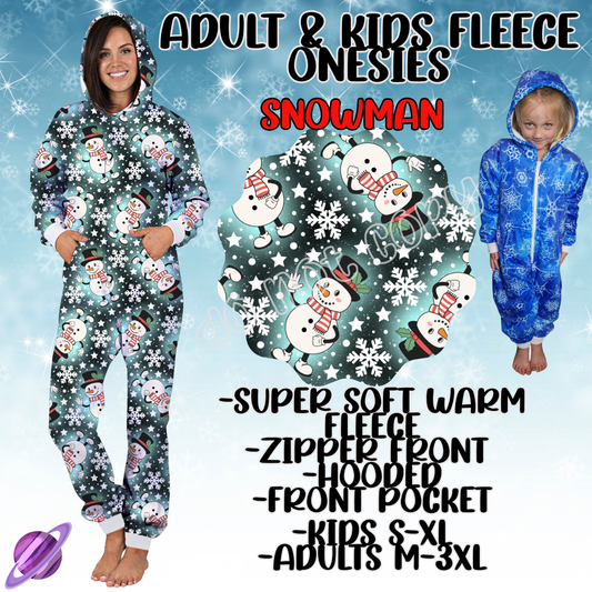 SNOWMAN - ADULT & KIDS FLEECE ONESIES CLOSING 9/28