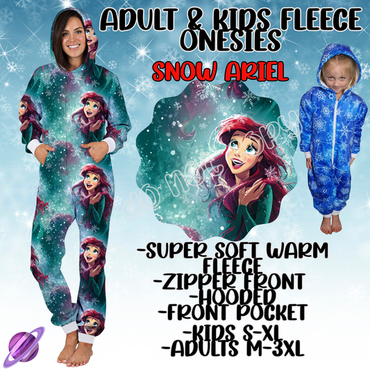 SNOW ARIEL - ADULT & KIDS FLEECE ONESIES CLOSING 9/28
