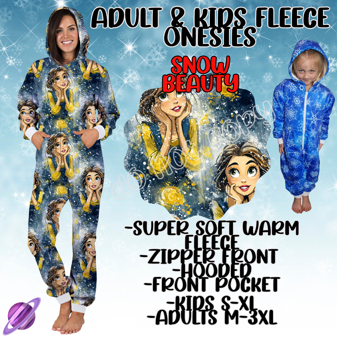 SNOW BEAUTY - ADULT & KIDS FLEECE ONESIES CLOSING 9/28