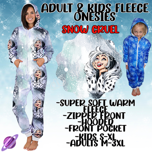SNOW CRUEL - ADULT & KIDS FLEECE ONESIES CLOSING 9/28