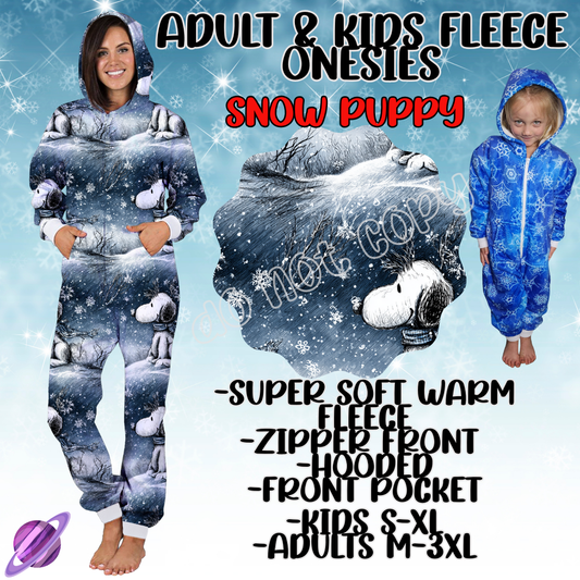 SNOW PUPPY - ADULT & KIDS FLEECE ONESIES CLOSING 9/28