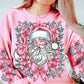 PINK SANTA SWEATSHIRT W/ SLEEVE PRINT