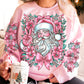 PINK SANTA SWEATSHIRT W/ SLEEVE PRINT