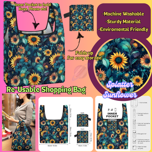 SPLATTER SUNFLOWER-SHOPPING BAGS 2-PREORDER CLOSING 6/27