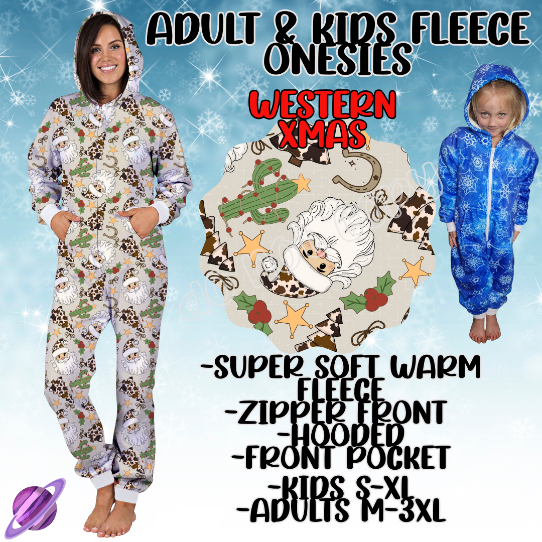 WESTERN XMAS - ADULT & KIDS FLEECE ONESIES CLOSING 9/28