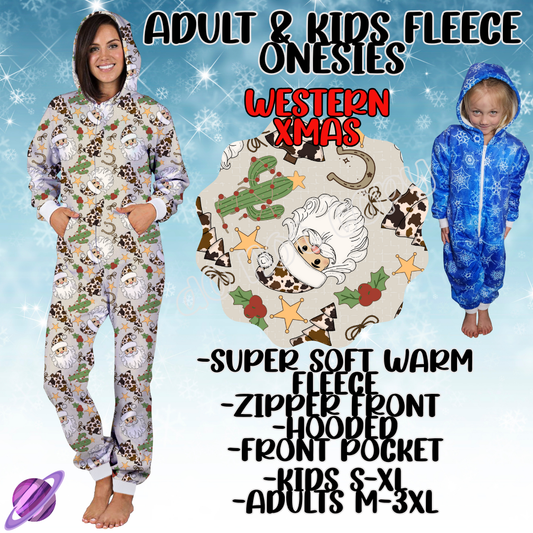 WESTERN XMAS - ADULT & KIDS FLEECE ONESIES CLOSING 9/28