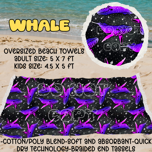 WHALE - OVERSIZED BEACH TOWEL RUN 5 - PREORDER CLOSING 3/23