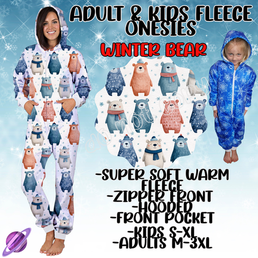 WINTER BEAR - ADULT & KIDS FLEECE ONESIES CLOSING 9/28