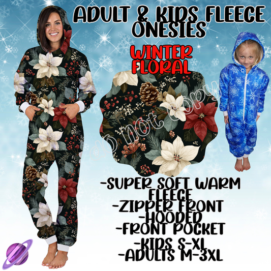 WINTER FLORAL - ADULT & KIDS FLEECE ONESIES CLOSING 9/28