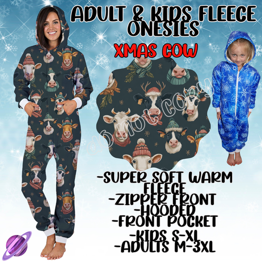 XMAS COW - ADULT & KIDS FLEECE ONESIES CLOSING 9/28