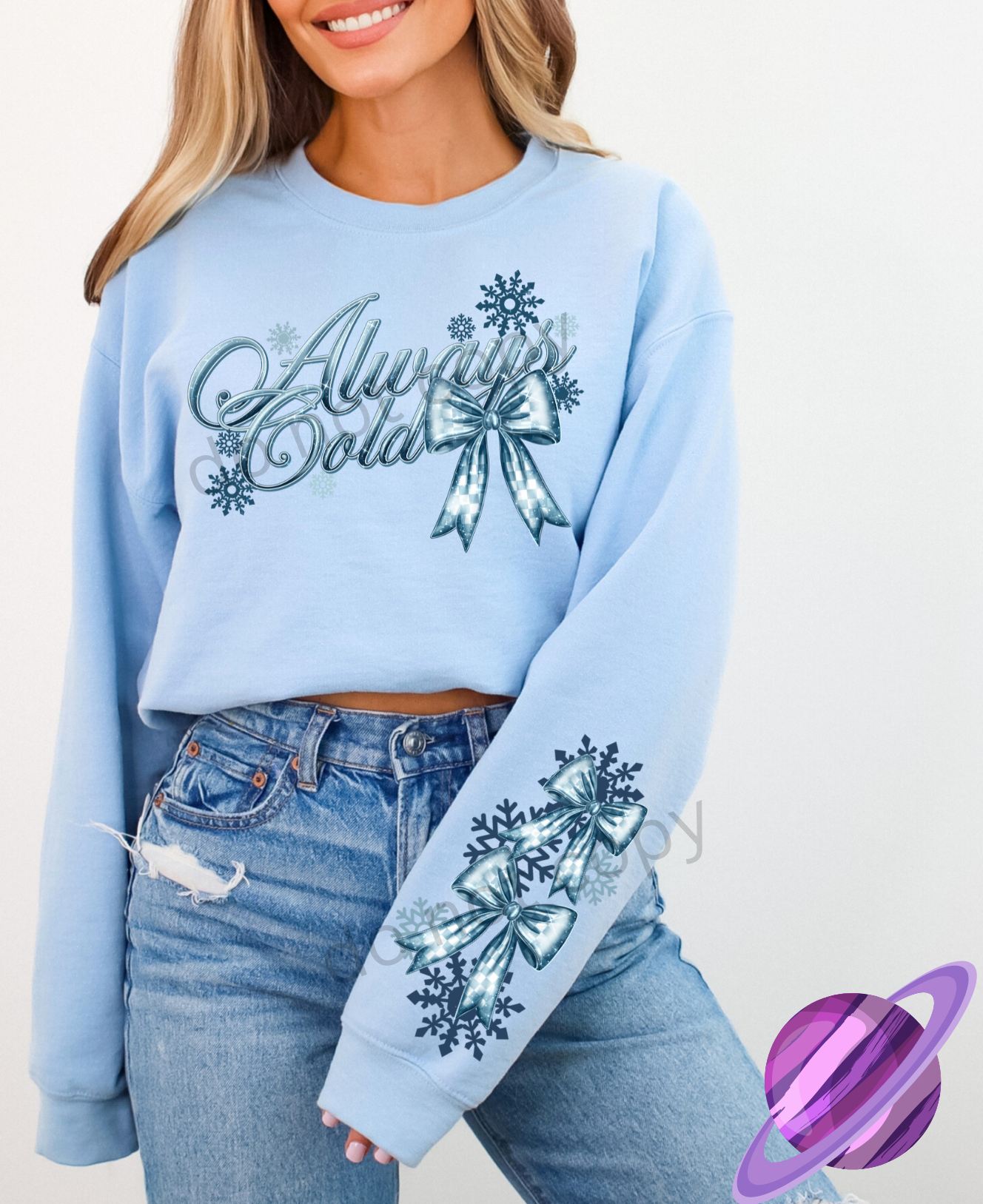 ALWAYS COLD SWEATSHIRT W/ SLEEVE PRINT