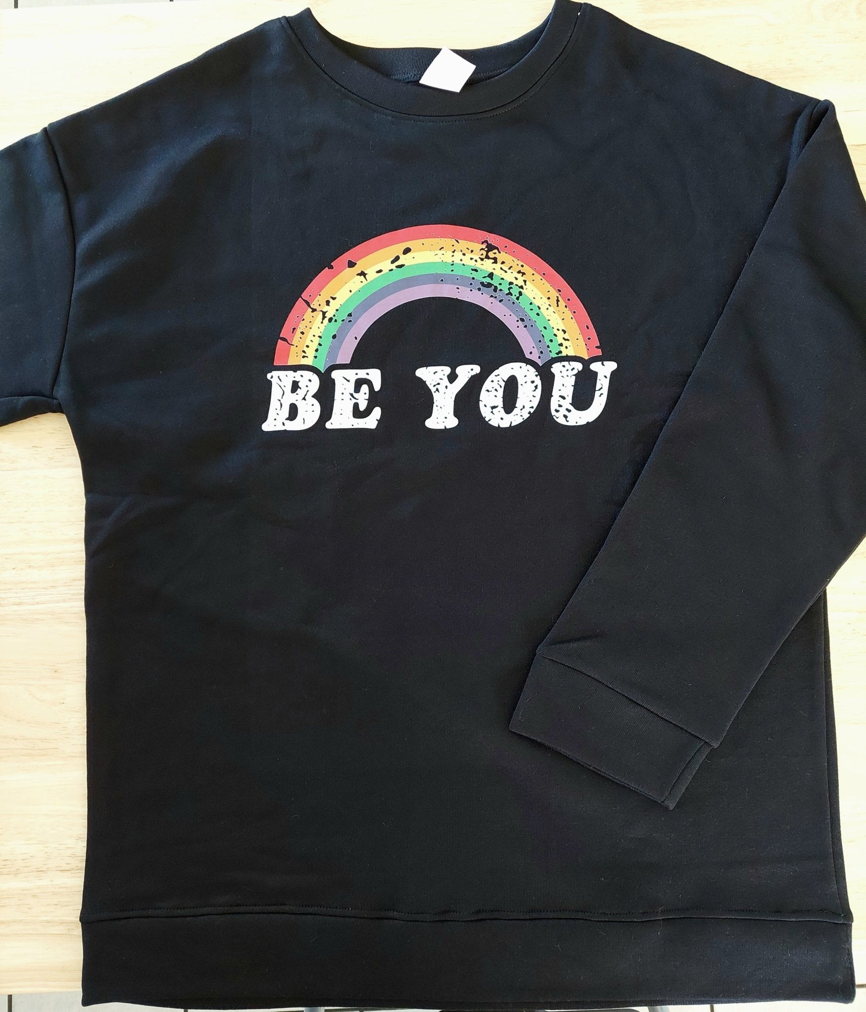 "Be You" Rainbow Crewneck Sweater - AHintofPrints