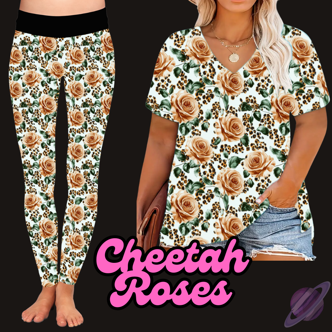 CHEETAH ROSES - V-NECK TUNIC - PRETTY RUN PREORDER CLOSING 3/21