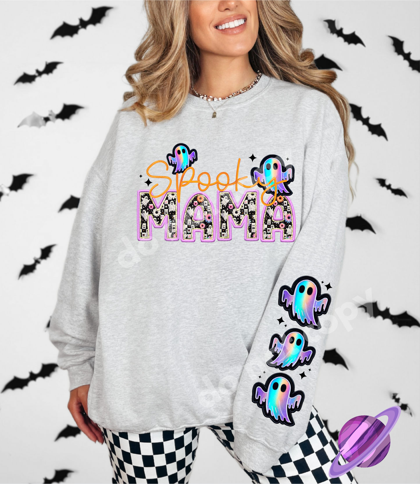 SPOOOKY FAUX EMBROIDERY SWEATSHIRTS