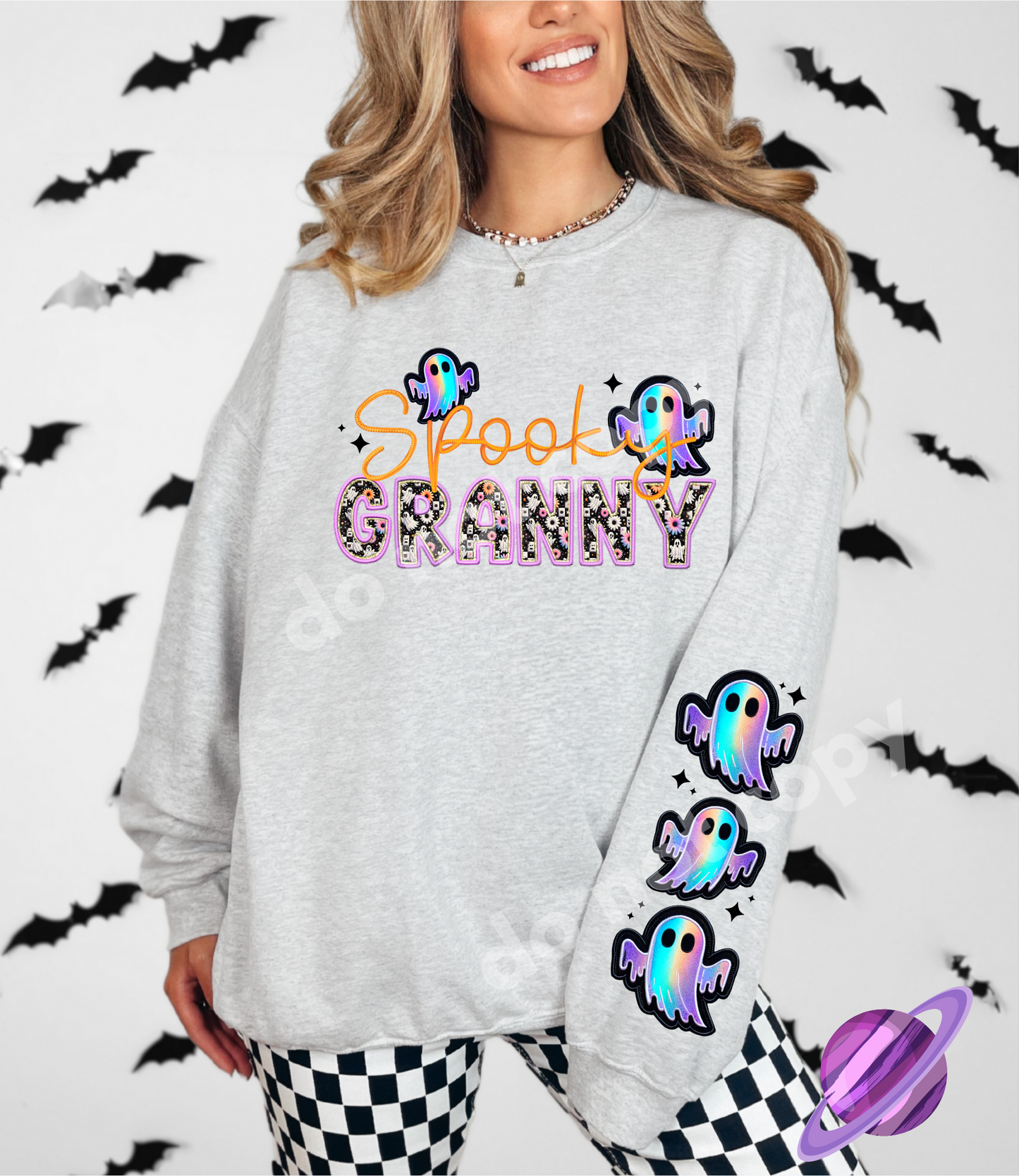 SPOOOKY FAUX EMBROIDERY SWEATSHIRTS